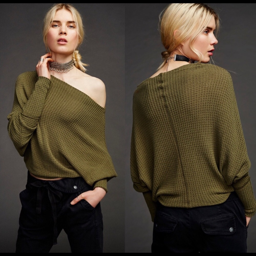 Free people drippy thermal mercury tee long sleeve